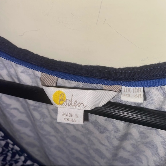 Boden Navy and White Dove Print Size 6R Midi Soft Short Sleeve Dress - Picture 3 of 8